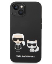 Калъф Karl Lagerfeld - Karl and Choupette, iPhone 13/14, черен